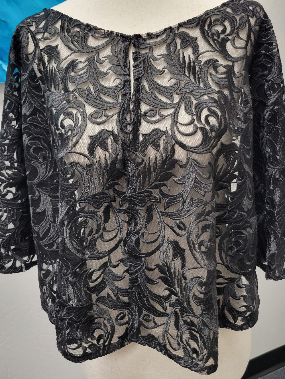 Women’s Black Lace Overlay Top